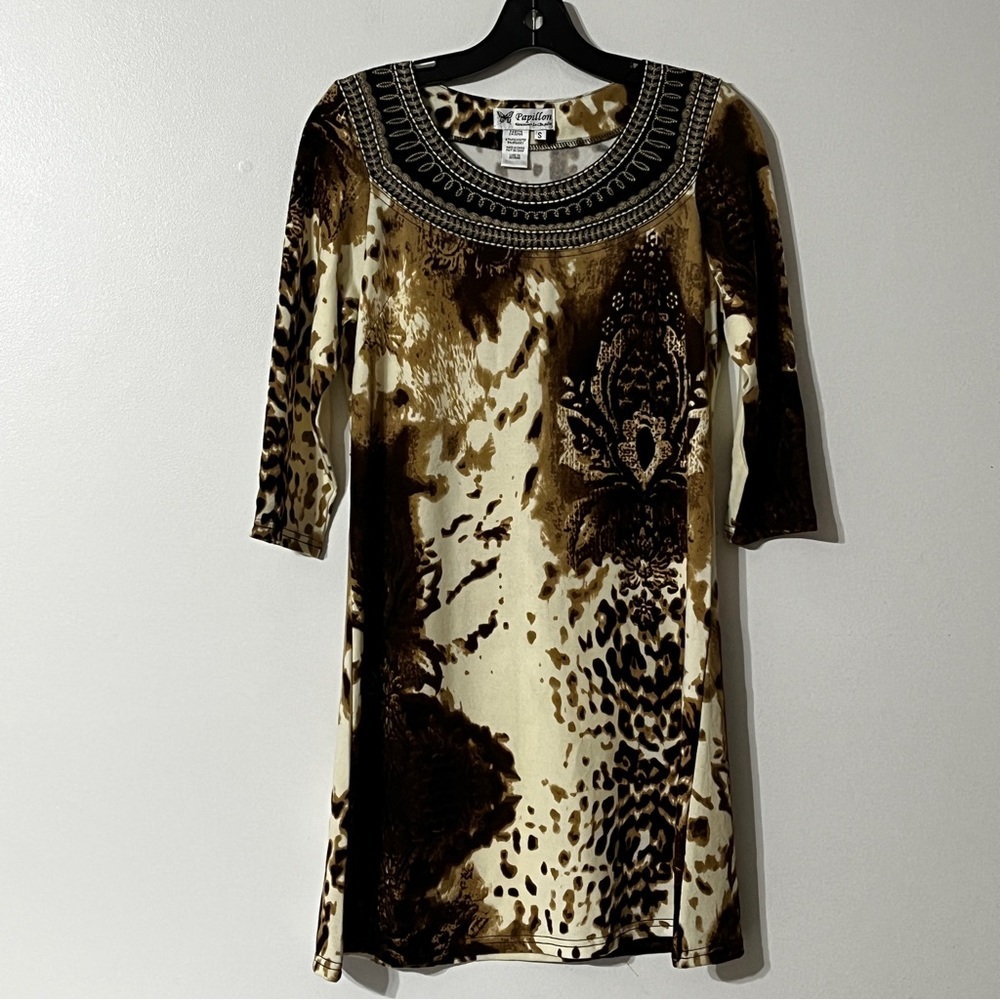 Papillon Animal Print Bell Sleeve Dress